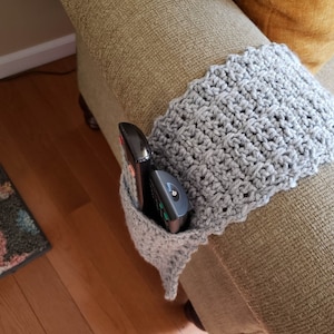 New Item! Dual Remote Caddy, Cell Phone/Remote Holder, Handmade Couch Remote Holder, Light Gray Armchair/Couch Remote Holder, Home Decor!