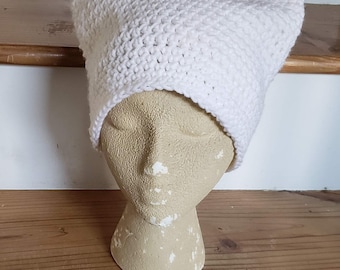 Crocheted Cat Ear Beanie, Acrylic Blend, Handmade in Maine