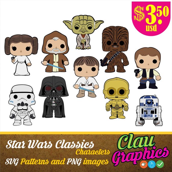Star Wars Classics Characters Svg Patterns And Png Images 10 Models With Awesome Details For Using On Papercraft Projects And More
