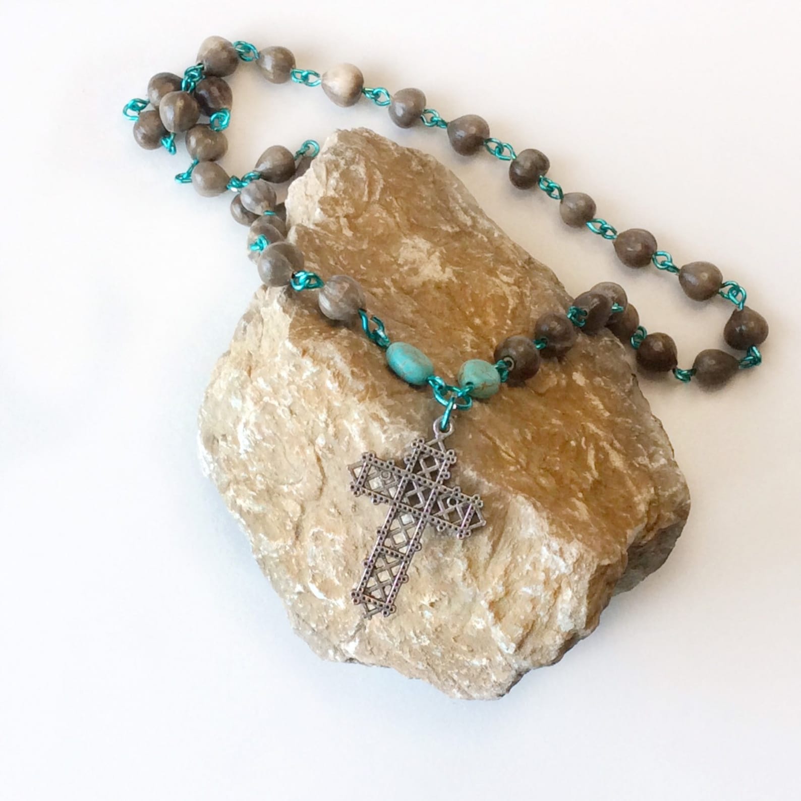 33 Marys Tears Beads Orthodox Christian Prayer Rope, Turquoise Color