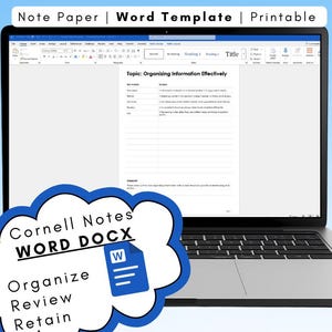 Cornell Notes Template for Microsoft Word | Printable Study Organizer (Digital Download)