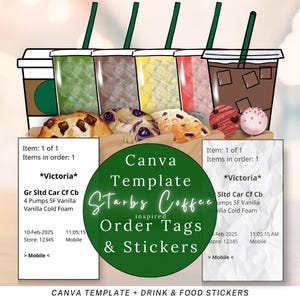 Modèle de commande de boissons en toile pour amateur de café | PNG de commande de café personnalisé | Ensemble de bonnes notes