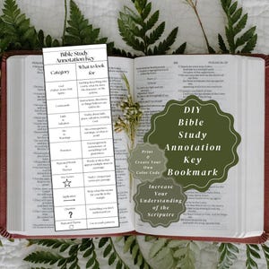 Bible Annotation Key Bookmark Printable | Bible Journaling Color Code System Scripture Study Guide PDF Bible Study Annotation Key Study Tool