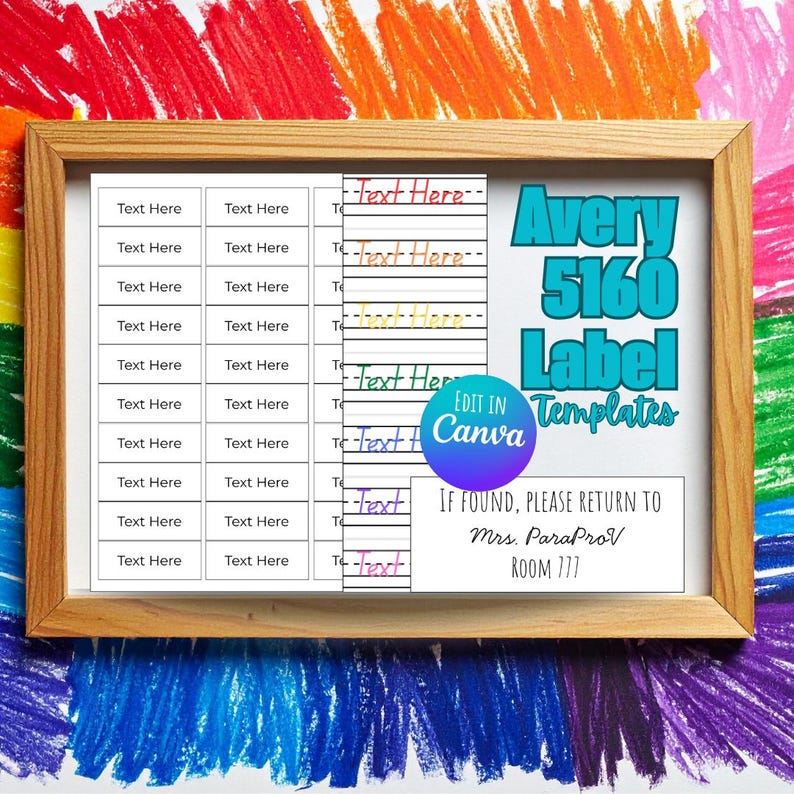 Editable Classroom Labels for Teachers | Avery 5160 Template Canva ...