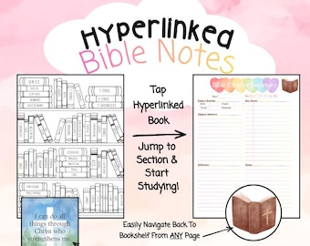 Verlinkte Bibelstudienvorlage für Goodnotes | Clickable 66 Buch Bibel Notizen Planer | Digitale Bibel Studiennotizen | Kapitelübersichtsseiten