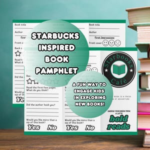 Broszura z książką Starbooks Café inspirowana Starbucks | Aktywność czytelnicza na temat kawy dla uczniów do wydrukowania w centrum umiejętności czytania w klasie | Szablon PDF