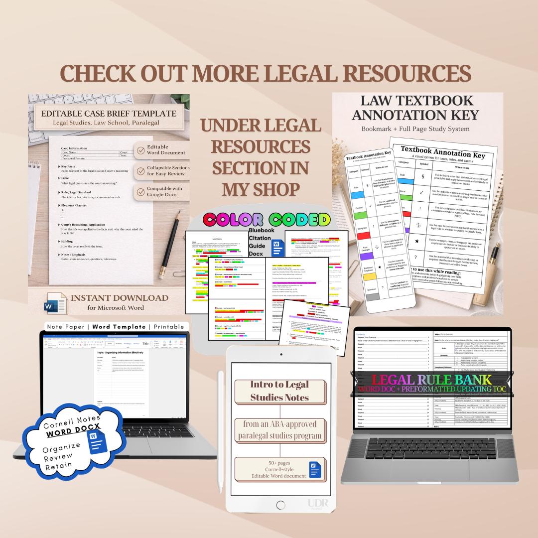 Law School Notes Template | IRAC Lecture Notes System | Editable Legal ...