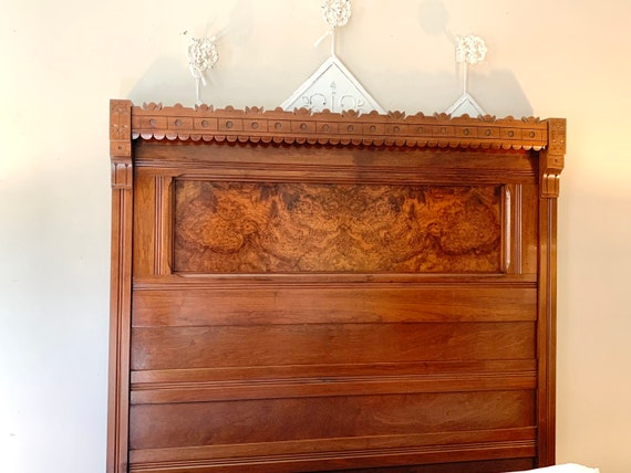 Antique Victorian East Lake Queen Size Bed Frame Hand Carved