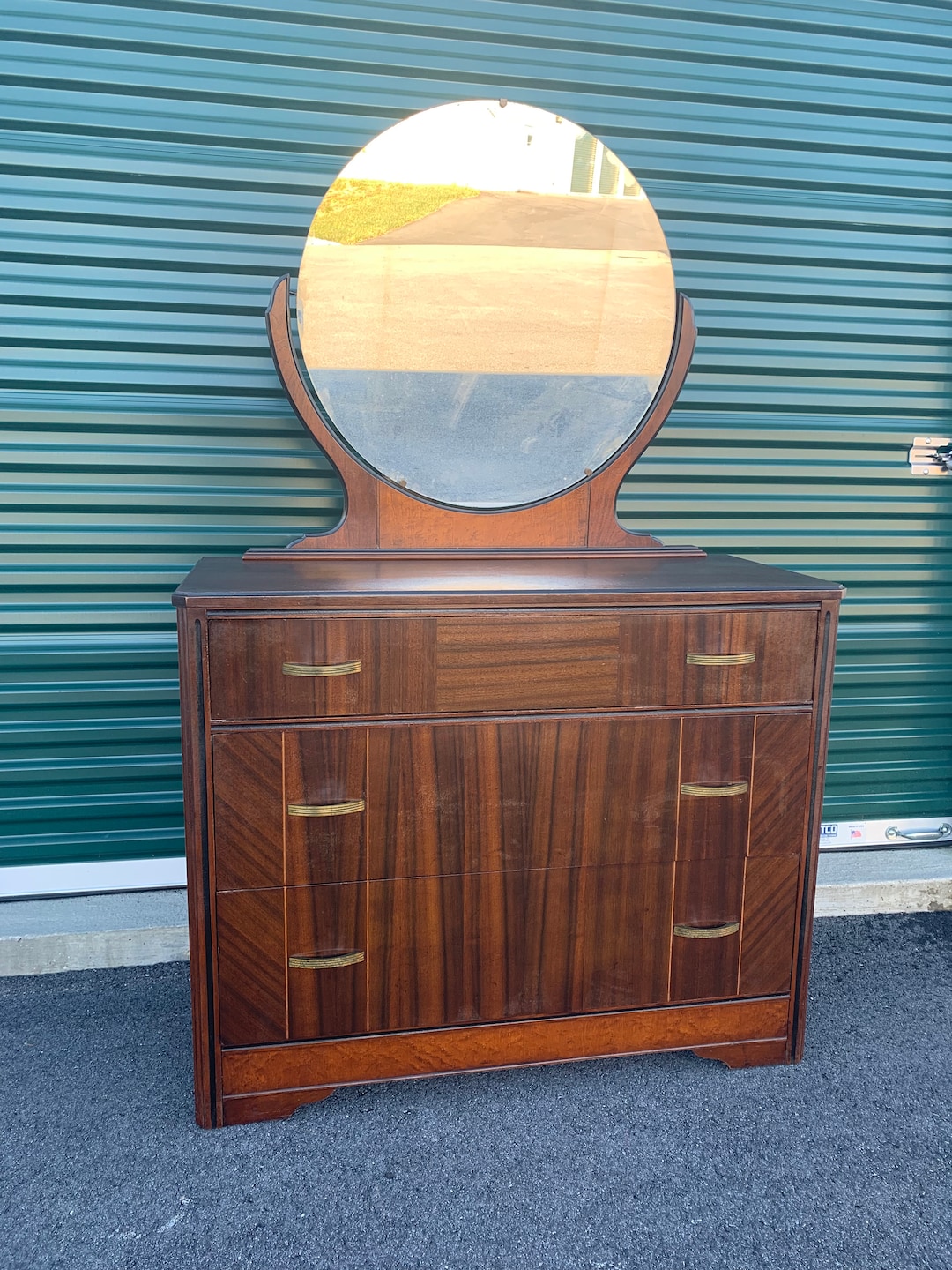 Antique Art Deco Dresser and Mirror Buffet Credenza Sofa Table Bathroom