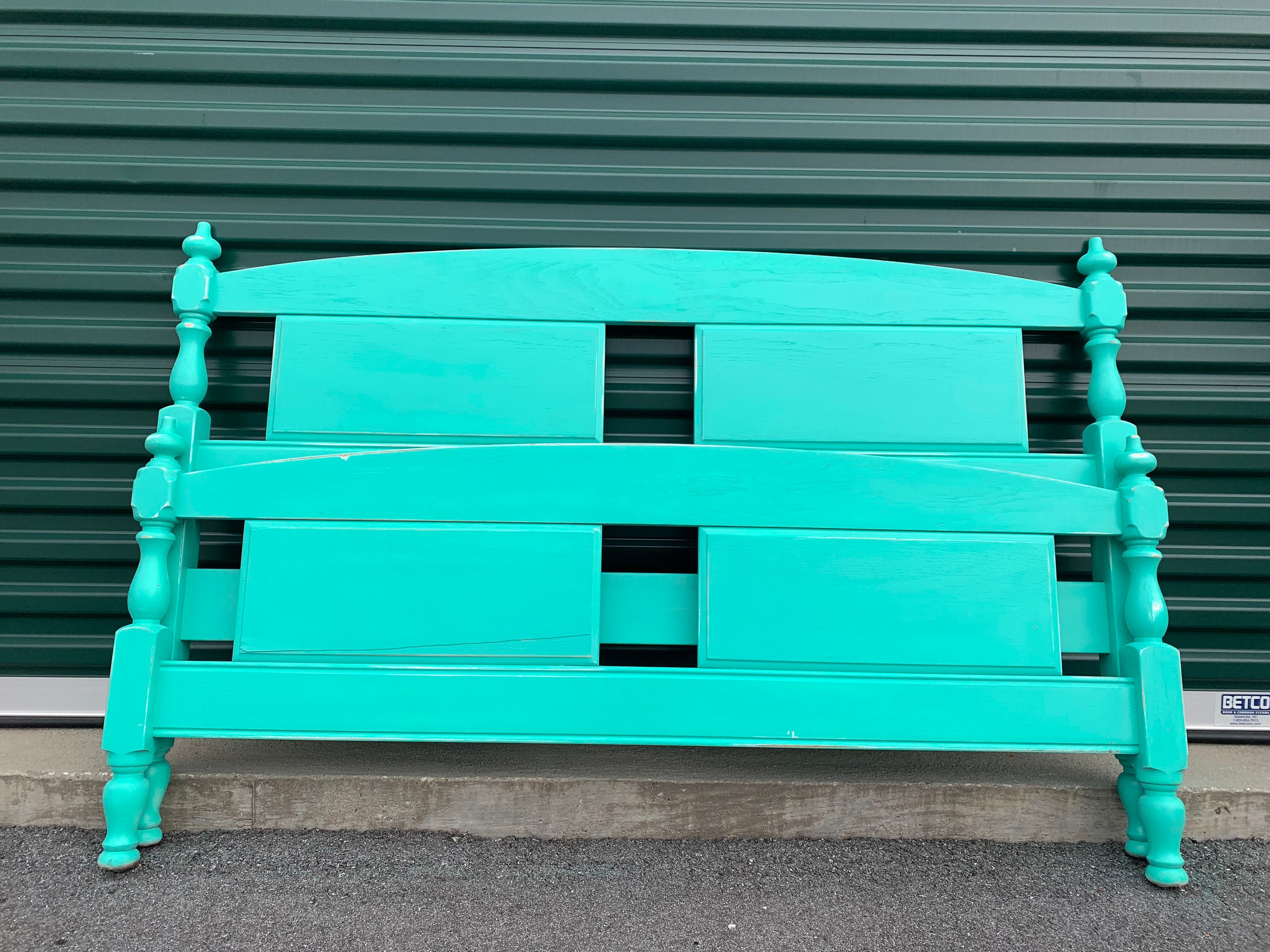 Vintage Turquoise Aqua Blue Green Full Size Bed Frame Etsy