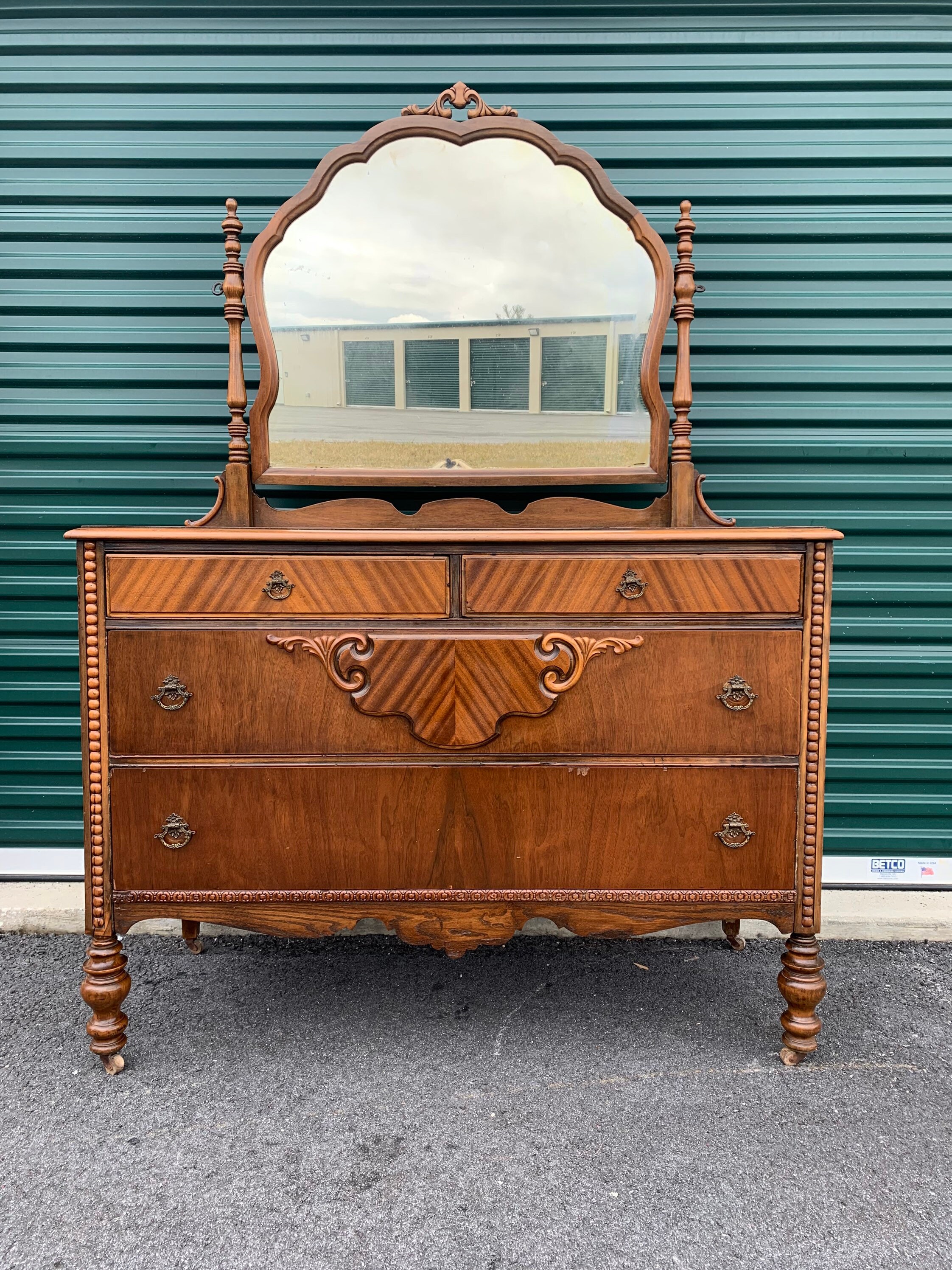Antique Dresser & Mirror Buffet TV Stand Bathroom Vanity Foyer Etsy