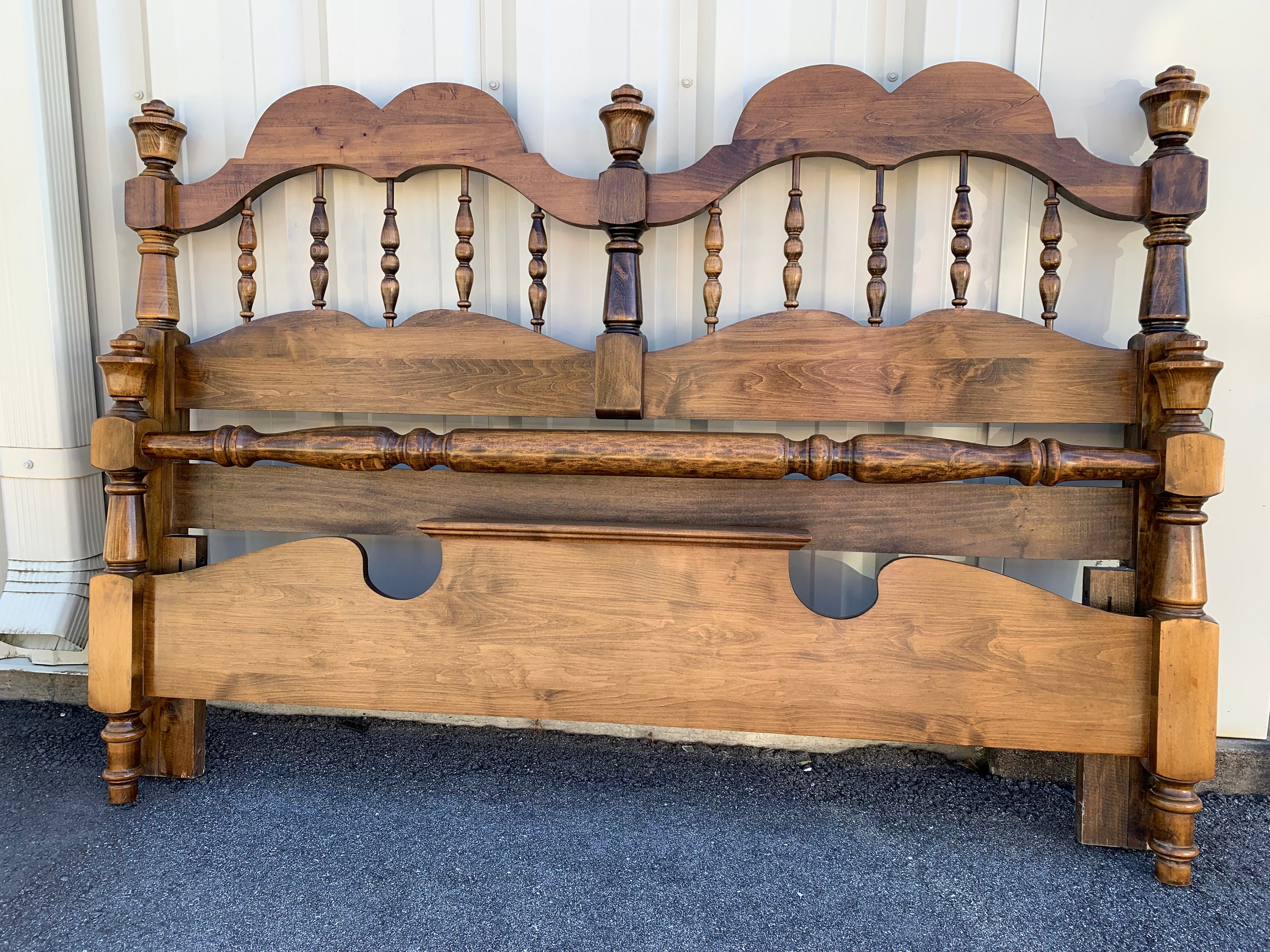 Dark Wood Cherry Spindle Rustic Queen Size Bed Frame - Etsy