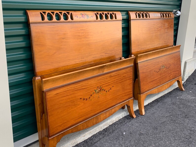 Pair of Matching Twin Bed Frames French Hand Painted Etsy