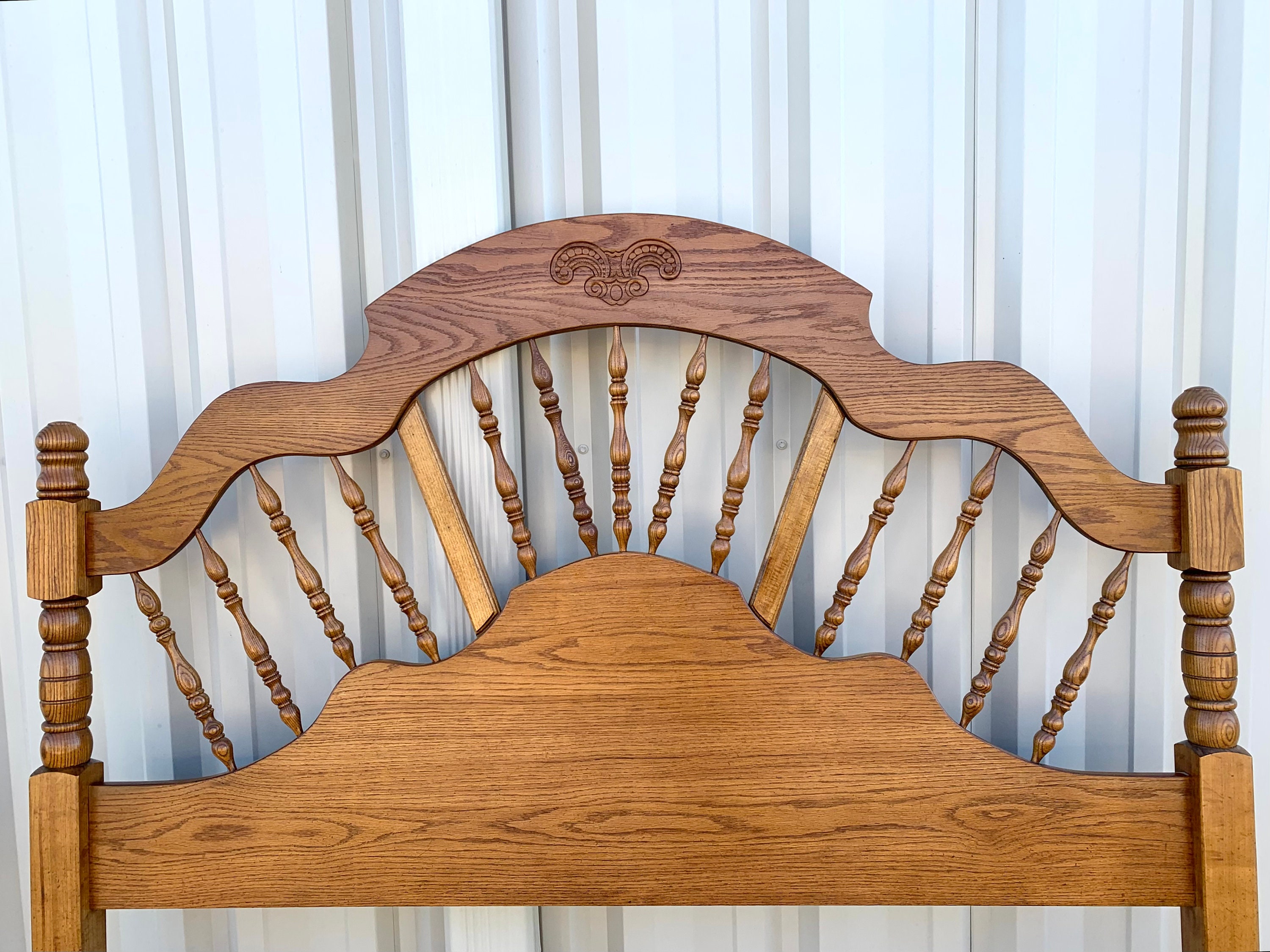 Vintage Queen or Full Size Golden Oak Spindle Headboard Farmhouse Primitive Rustic Etsy