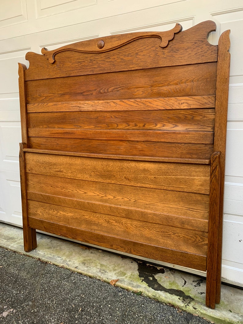 Antique Oak Queen Size Bed Frame French Country Country Etsy