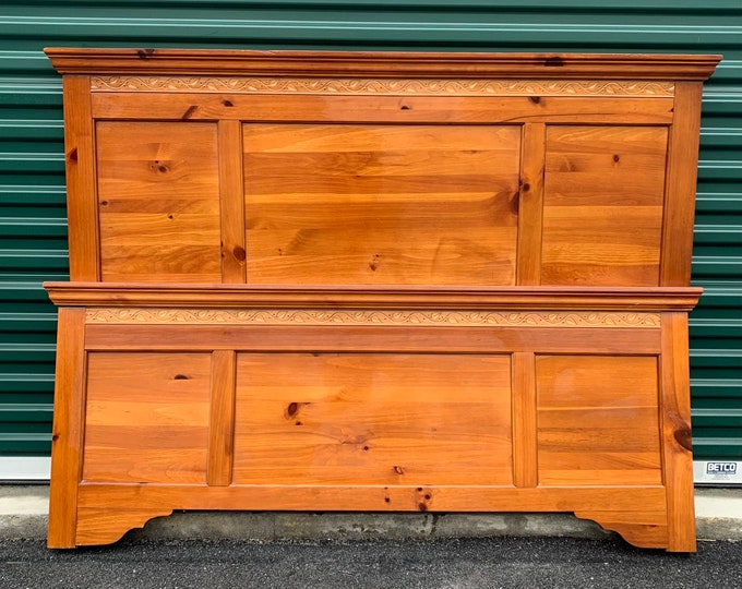 Vintage Queen Size Pine Bed Frame Etsy