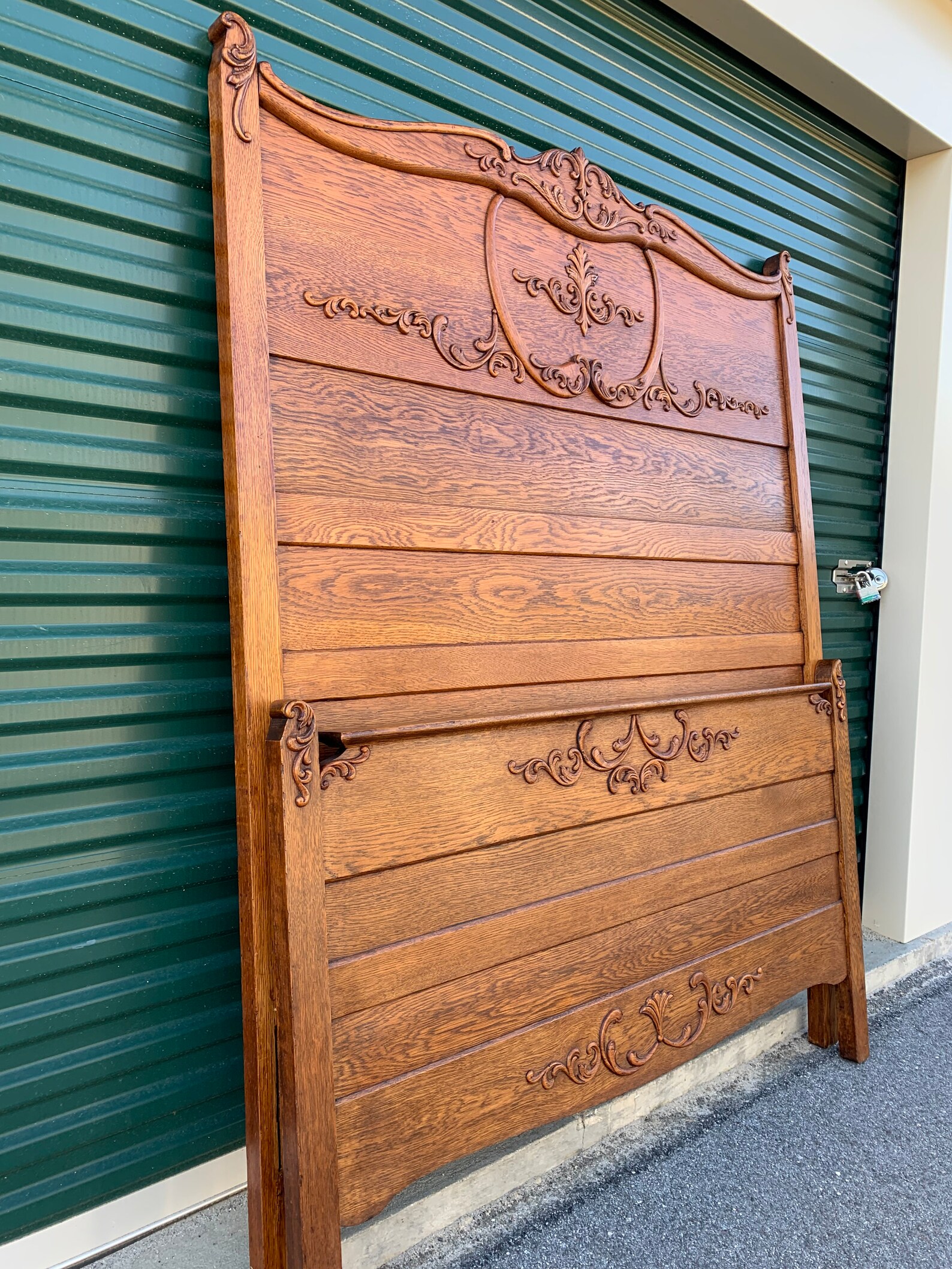 Antique Queen Size Tiger Oak Fancy Bed Frame - Etsy