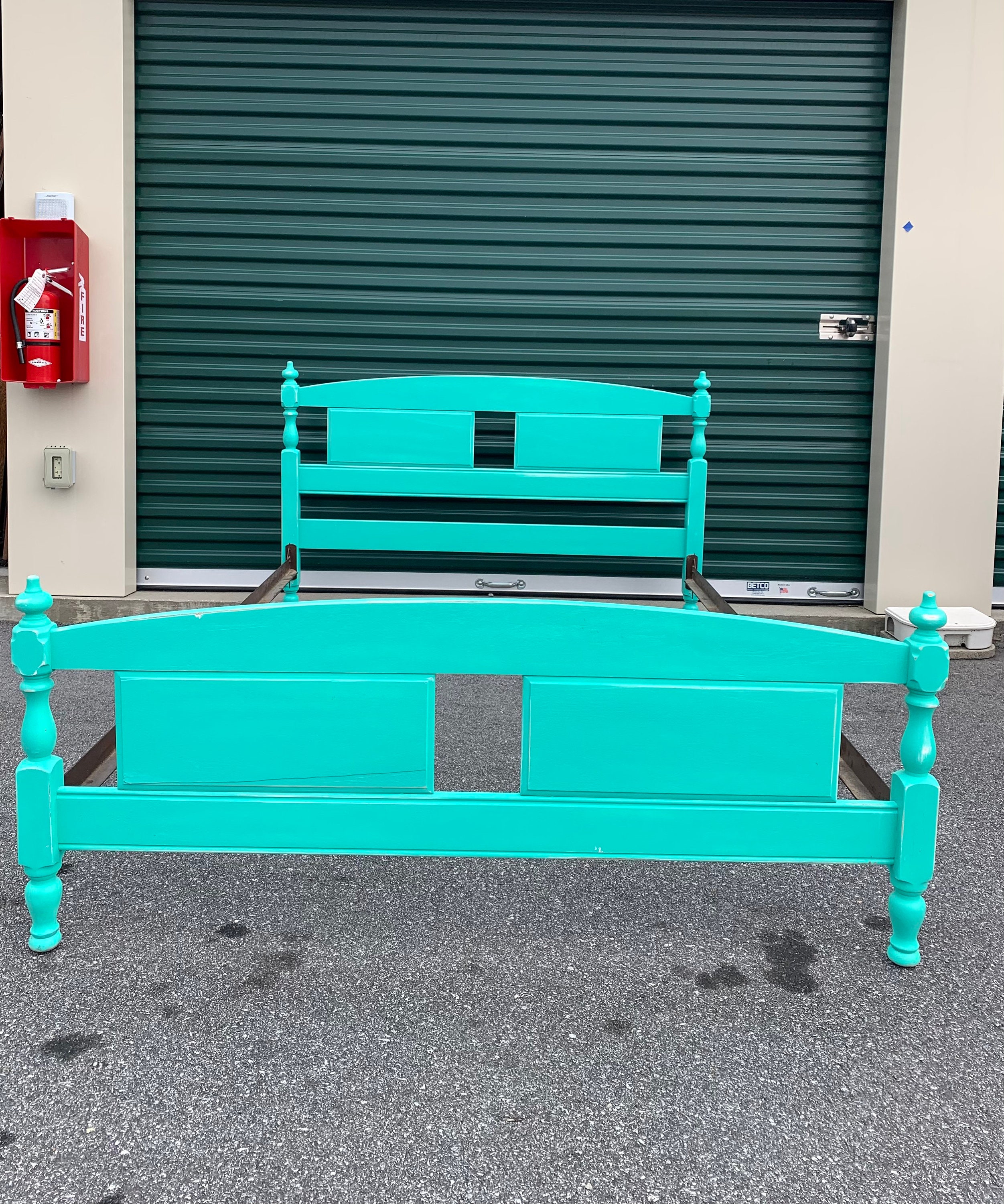 Vintage Turquoise Aqua Blue Green Full Size Bed Frame Etsy