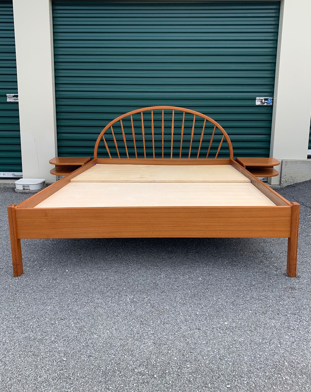 Teak Wood MCM Queen Size Platform Bed Frame & Nightstands Made in ...