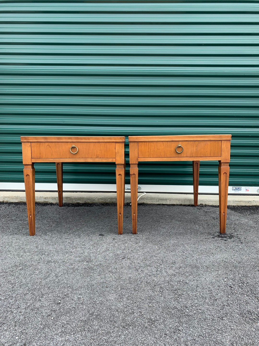 Baker Furniture Vintage Mid Century Walnut End Tables Etsy