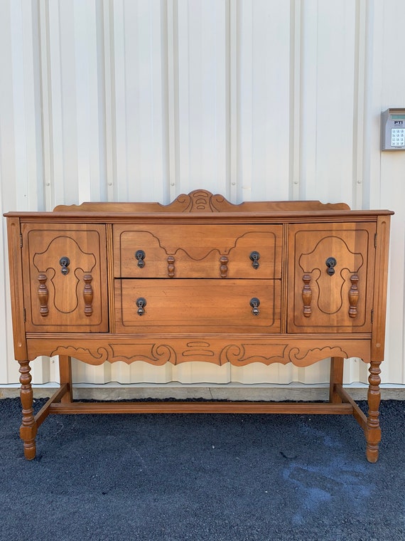Antique Maple Jacobean Buffet Sideboard Credenza TV Stand Etsy