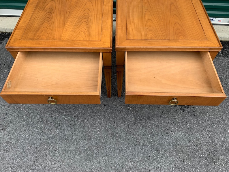 Baker Furniture Vintage Mid Century Walnut End Tables Etsy