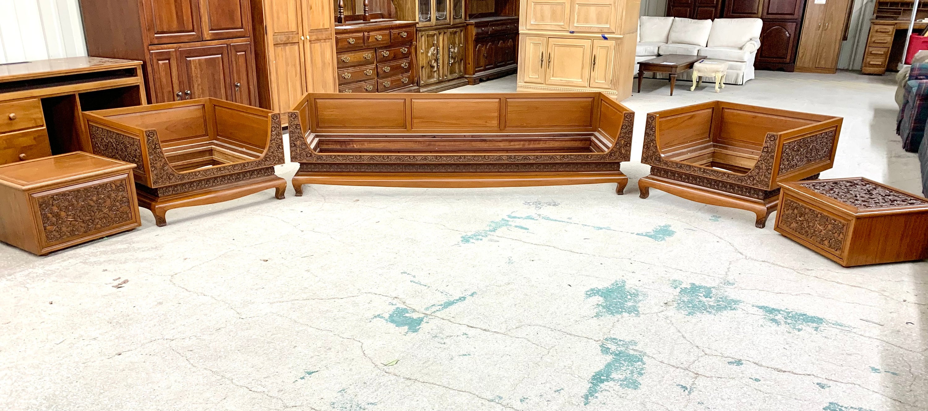 Hand Carved Vietnamese Rose Wood Livingroom Set Mid Century Asian Vietnam -  Etsy Israel, image size:3000x1329