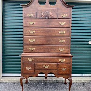 Queen Anne Colonial Cherry Wood Tall Boy Chest of Drawers Armoire by Pennsylvania House