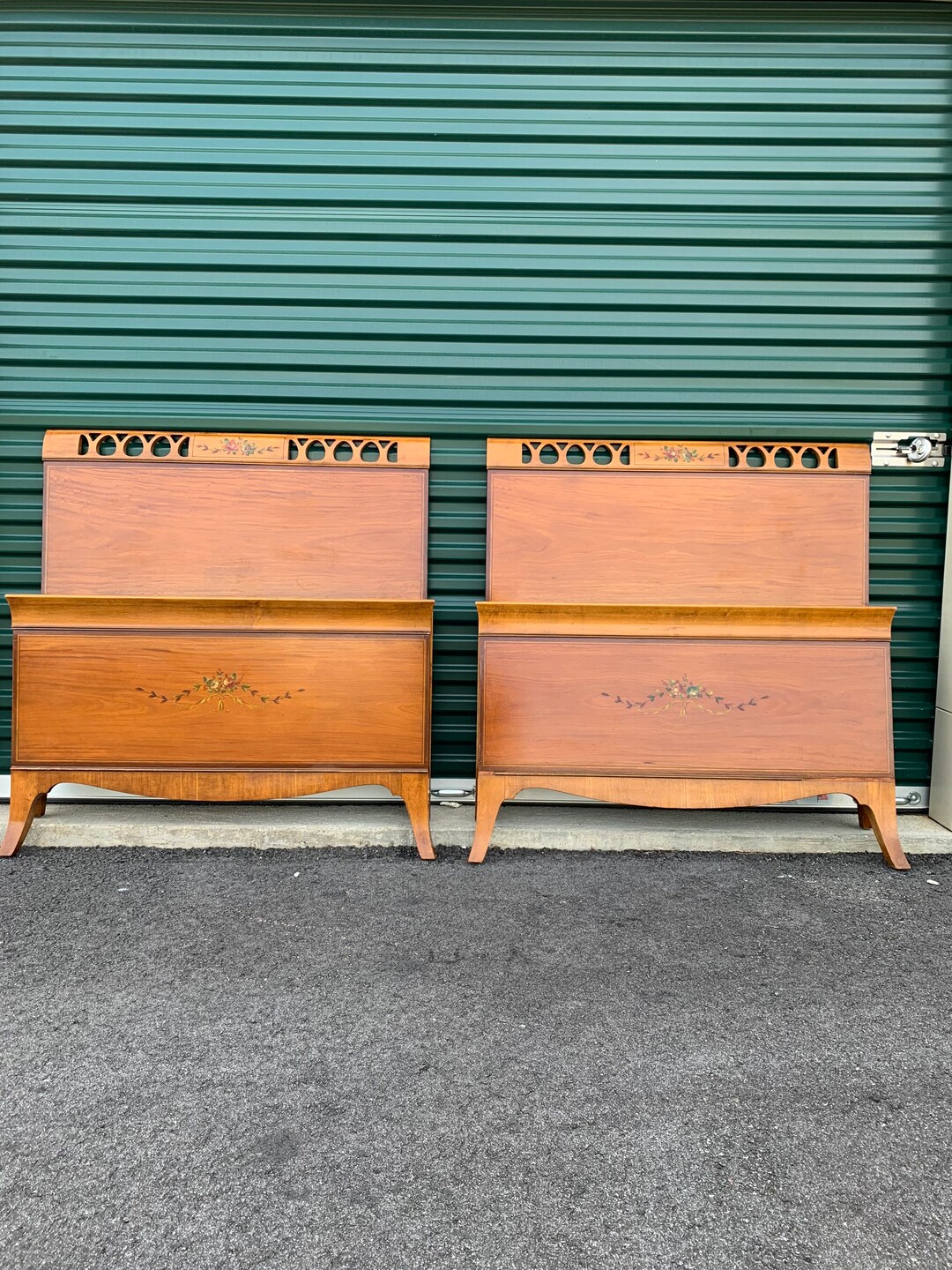 Pair of Matching Twin Bed Frames French Hand Painted Etsy