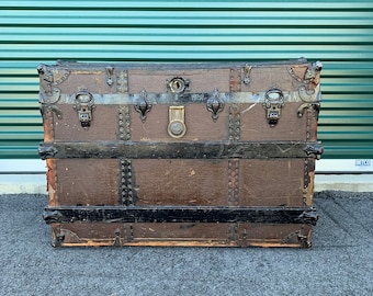 Antique Steamer Trunk Chest Storage Box Coffee Table Circa 1800’s