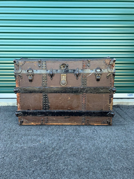 Vintage Steamer Trunk Chest Travel Luggage with Railway Express
