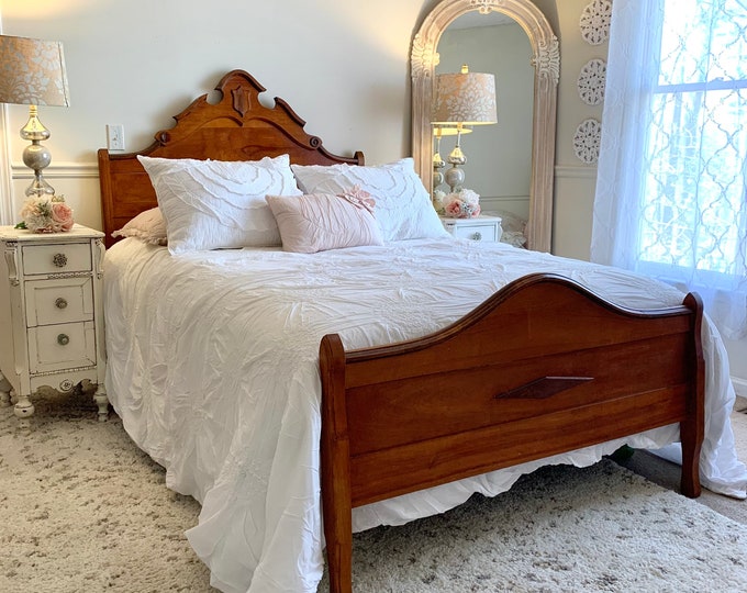 Antique Victorian Queen Size Walnut Bed Frame Etsy