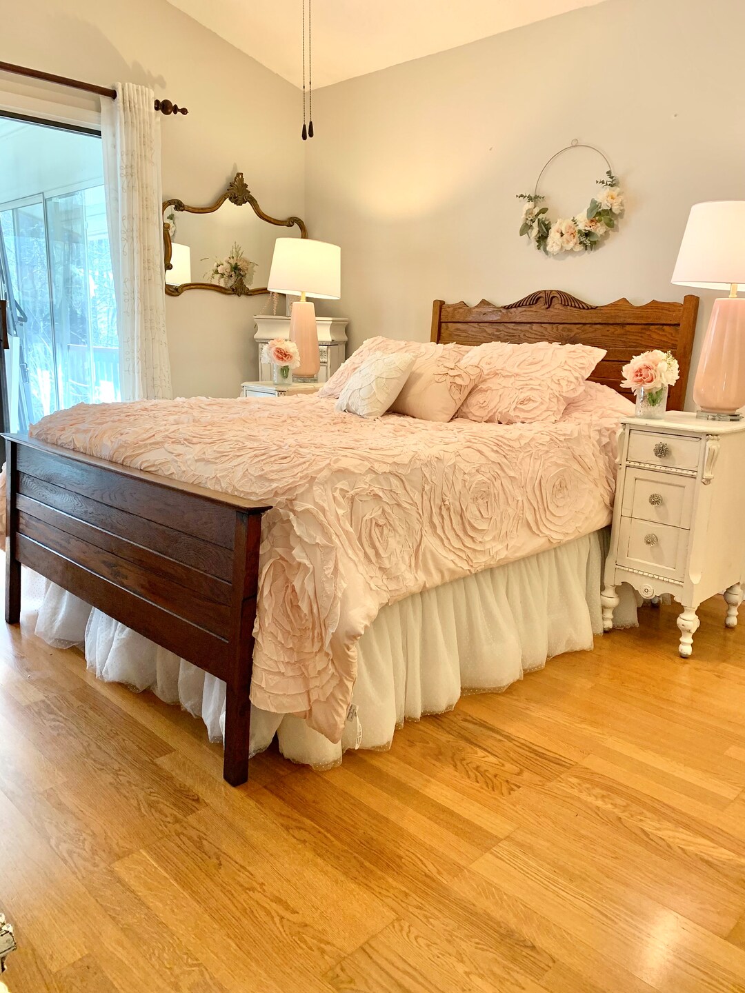 Antique Queen Size Oak Farmhouse French Country Bed Frame - Etsy