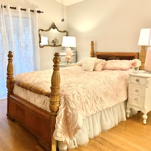 Four Poster Antique Queen Size Waterfall Bed Frame