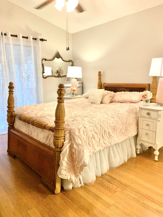 Four Poster Antique Queen Size Waterfall Bed Frame Etsy
