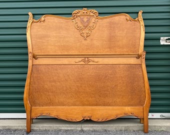 Rare Antique Queen Size Birds Eye Maple Bed Frame