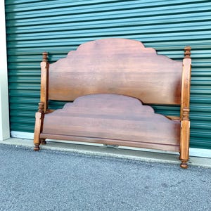 Vintage Curvy Queen Size Cherry Colonial Style Bed Frame