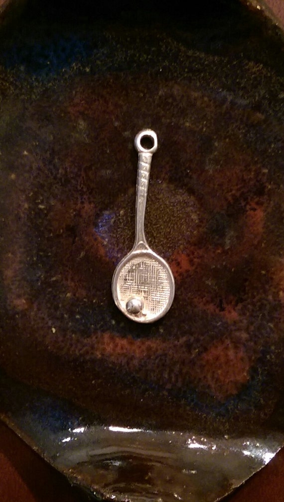 Vintage sterling silver tennis racket and ball cha