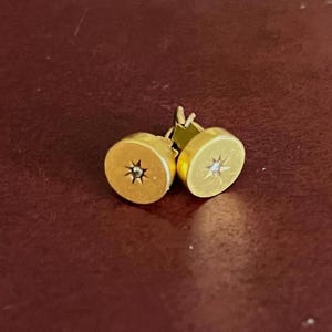 Victorian 14k kt gold and star set mine cut diamond cufflink charm or necklace pendant