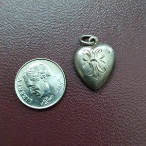 Engraved Billye vintage 1940&#39;s sterling silver puffy heart sweetheart love token charm or pendant WW2 era