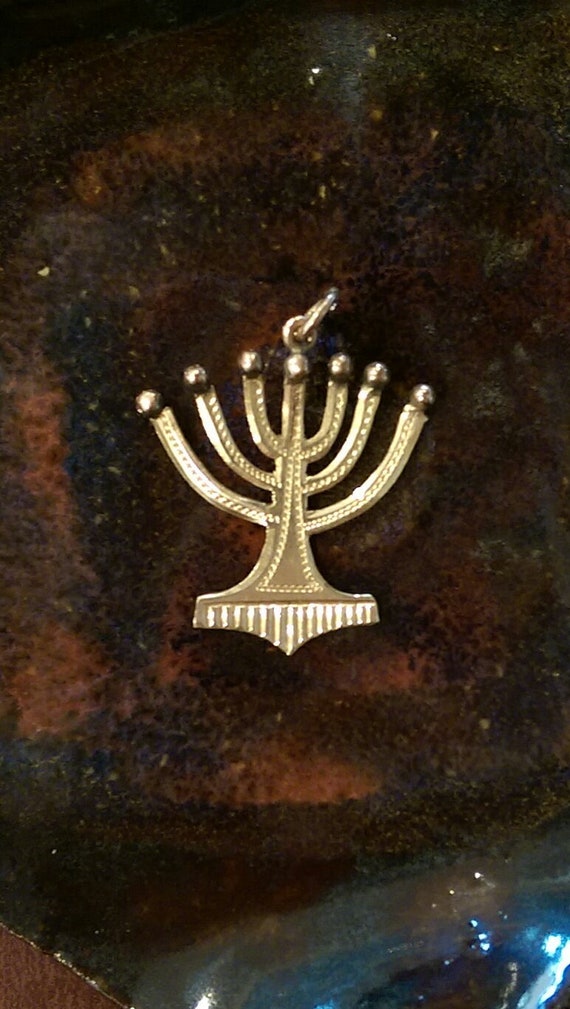 Vintage 10k kt gold Jewish menorah Hanukkah lamp y