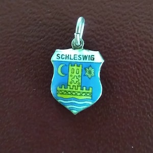 Schleswig Germany vintage 835 enamel travel shield charm or necklace pendant