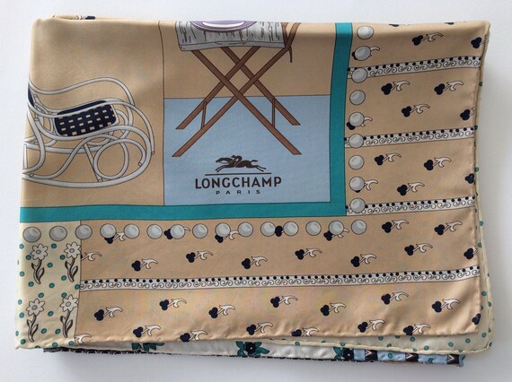 LONGCHAMP, silk scarf, vintage scarf, vintage fash
