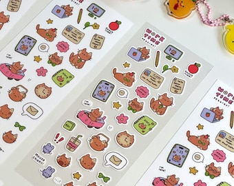 Work Time Sticker Sheet | Cute Cat Stickers