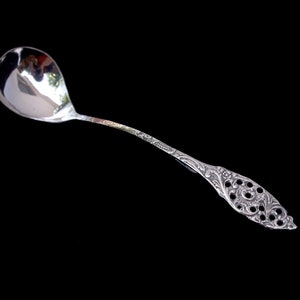 Antique Dutch silver cream ladle, vintage sterling silver jam spoon