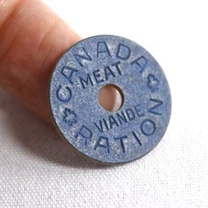 Set of 6 WWII Canada meat rationing tokens, 1945 collectible blue board coins image 3