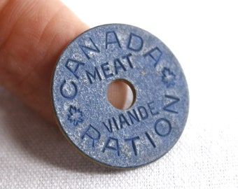 WWII Canada meat rationing token, 1945 blue board coin SOLD INDIVIDUALLY