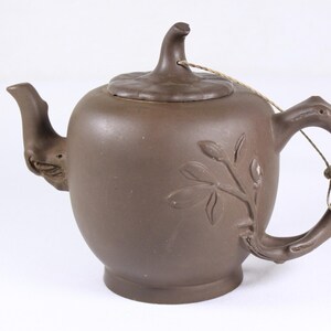 Vintage Yixing Zisha Teapot, naturalistic Sakura tree Purple Sand Clay tea pot, tea ceremony clay teawares