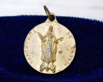 Santa Rita de Cassia, Rita os cascia, rita de casia religious medal, Patroness of Impossible Causes, abused wives and heartbreak