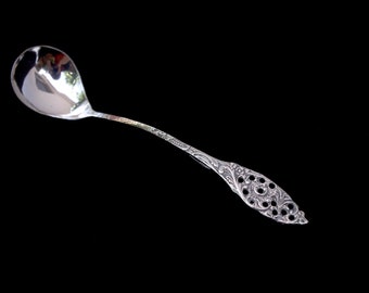 Antique Dutch silver cream ladle, vintage sterling silver jam spoon